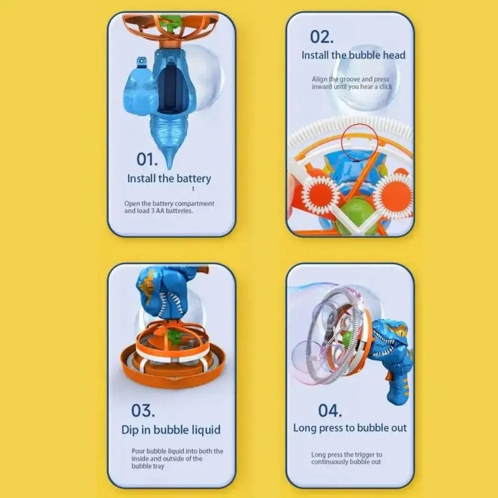 Handheld Electric Dinosaur Bubble Gun